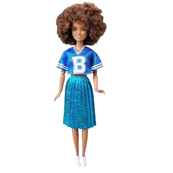 New AA Dressed Doll in Barbie Outfit Blue B Top Irridesecent Skirt White Shoes - Picture 9 of 16